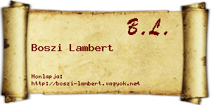Boszi Lambert névjegykártya
